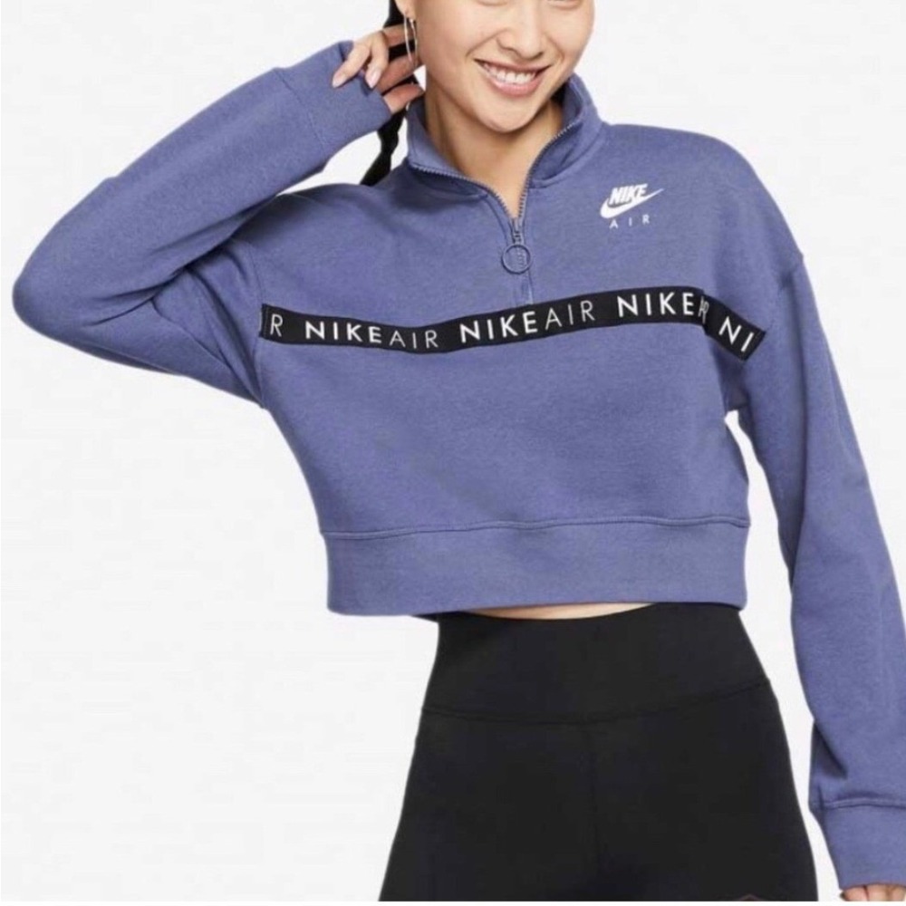 NIKE AIR Purple Quarter Zip Crop Sweatshirt Sze Small Athleisure Sporty Gorpcore